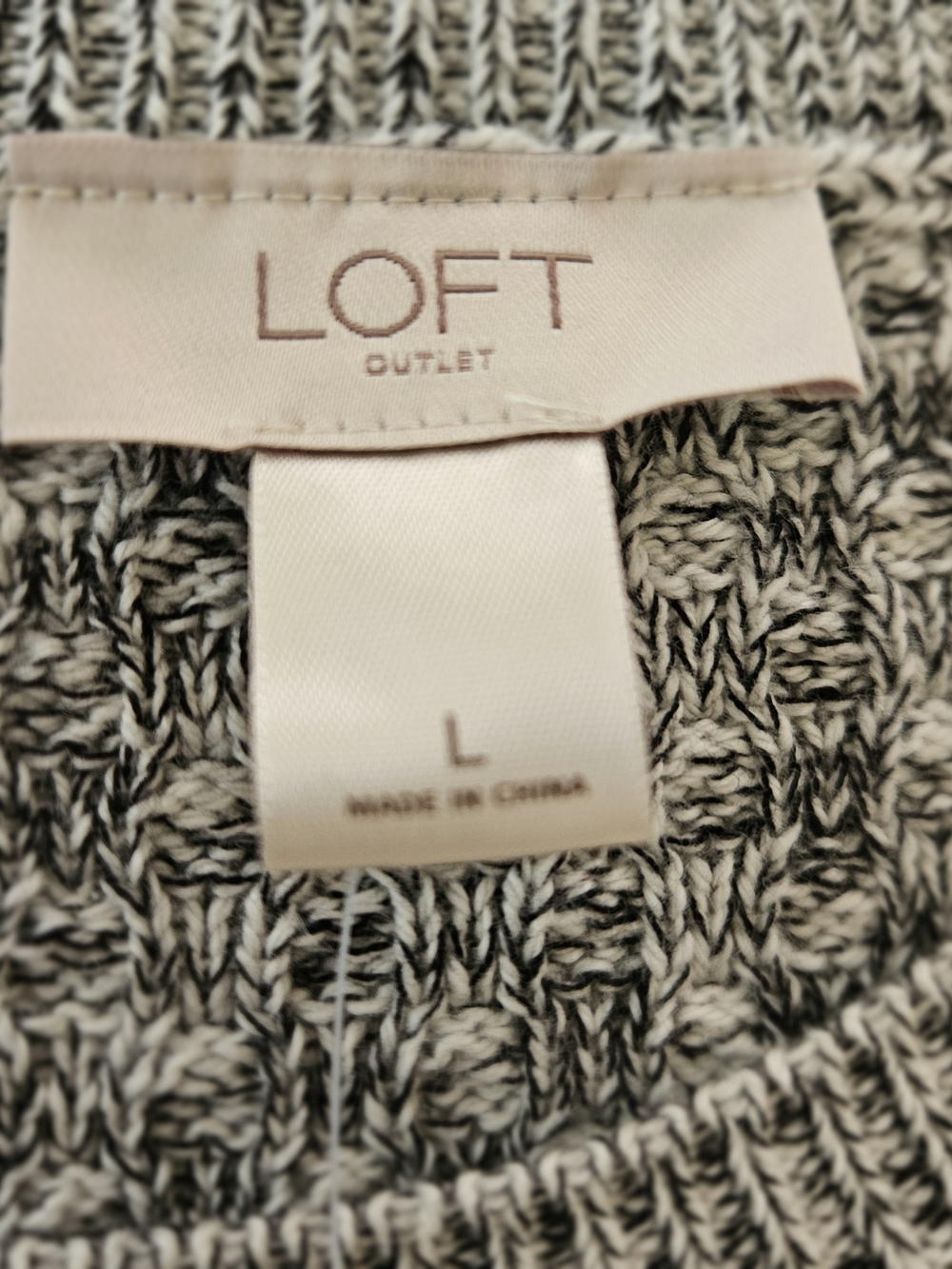 NWT Loft Outlet Long Sleeve Marled Knit Sweater Dress Gray/White Size L - Picture 11 of 16